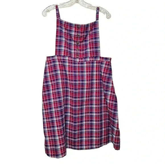 ModCloth Plaid Dress Blue Red Size 1x - Picture 1 of 10